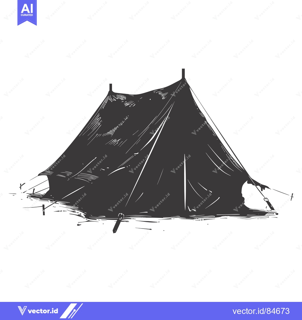 Premium Vector of Hand-drawn illustration of a black tent with stakes