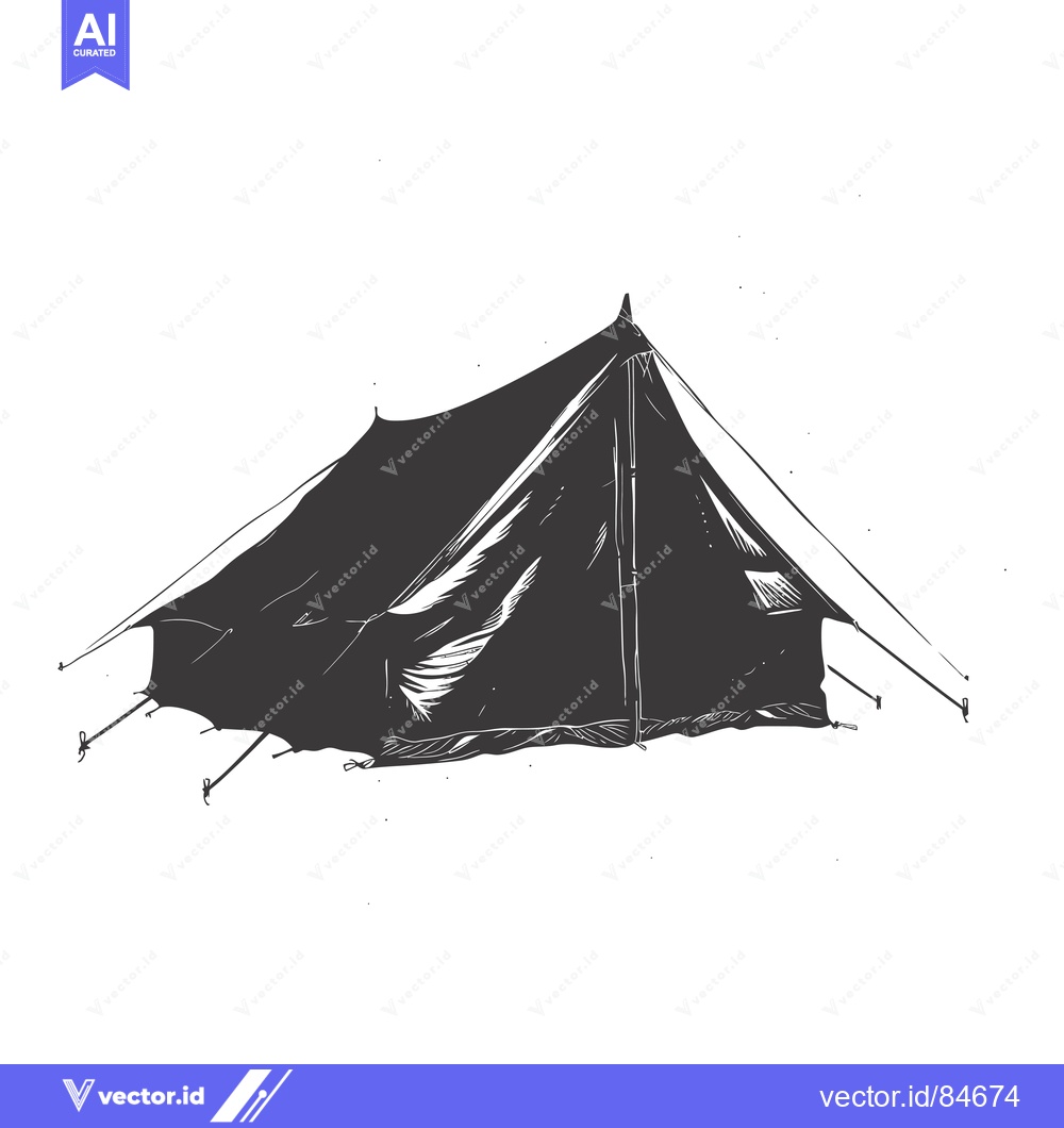 Premium Vector dari Hand-drawn illustration of a black tent with lines