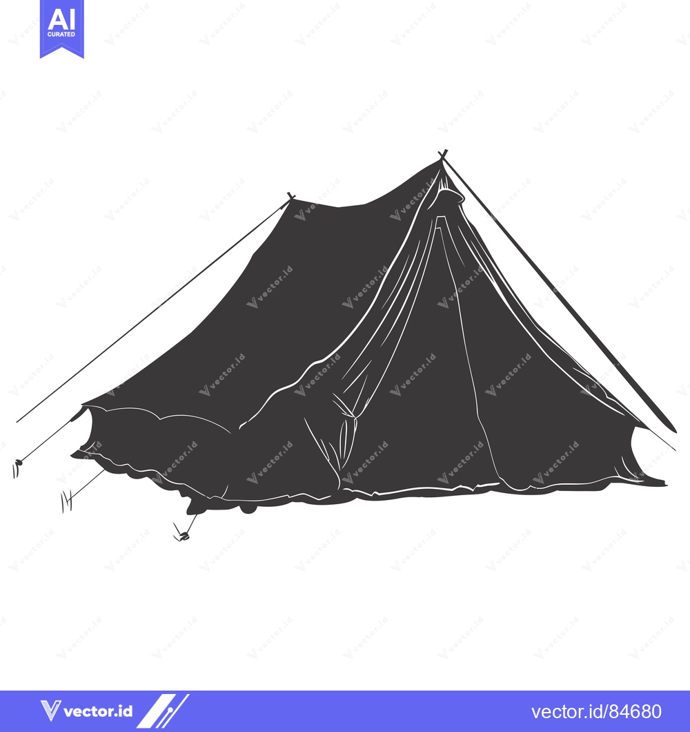 Premium Vector of Black and White Sketch of a Tent with Ropes