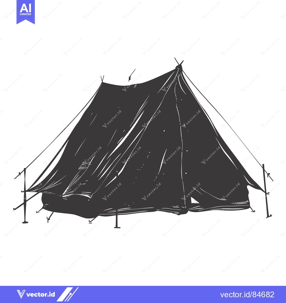 Premium Vector of Black and White Hand-Drawn Sketch of a Tent