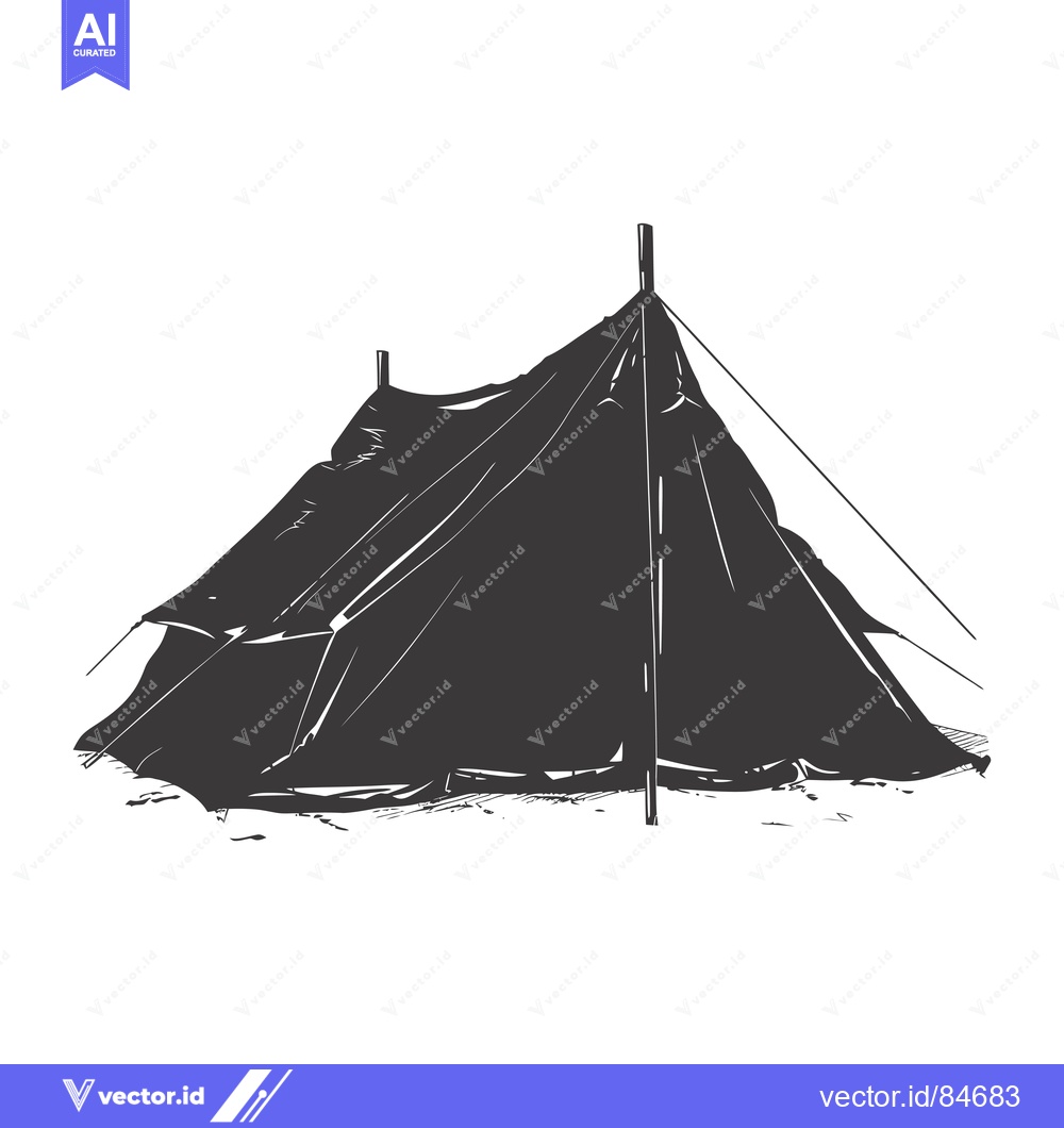 Premium Vector dari A Simple Black and White Sketch of a Tent