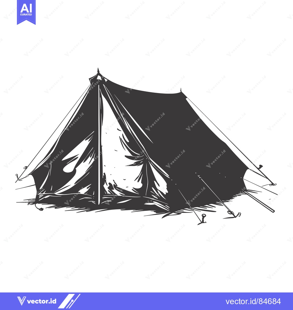 Premium Vector dari Hand-Drawn Sketch of a Tent with Ropes and Stakes