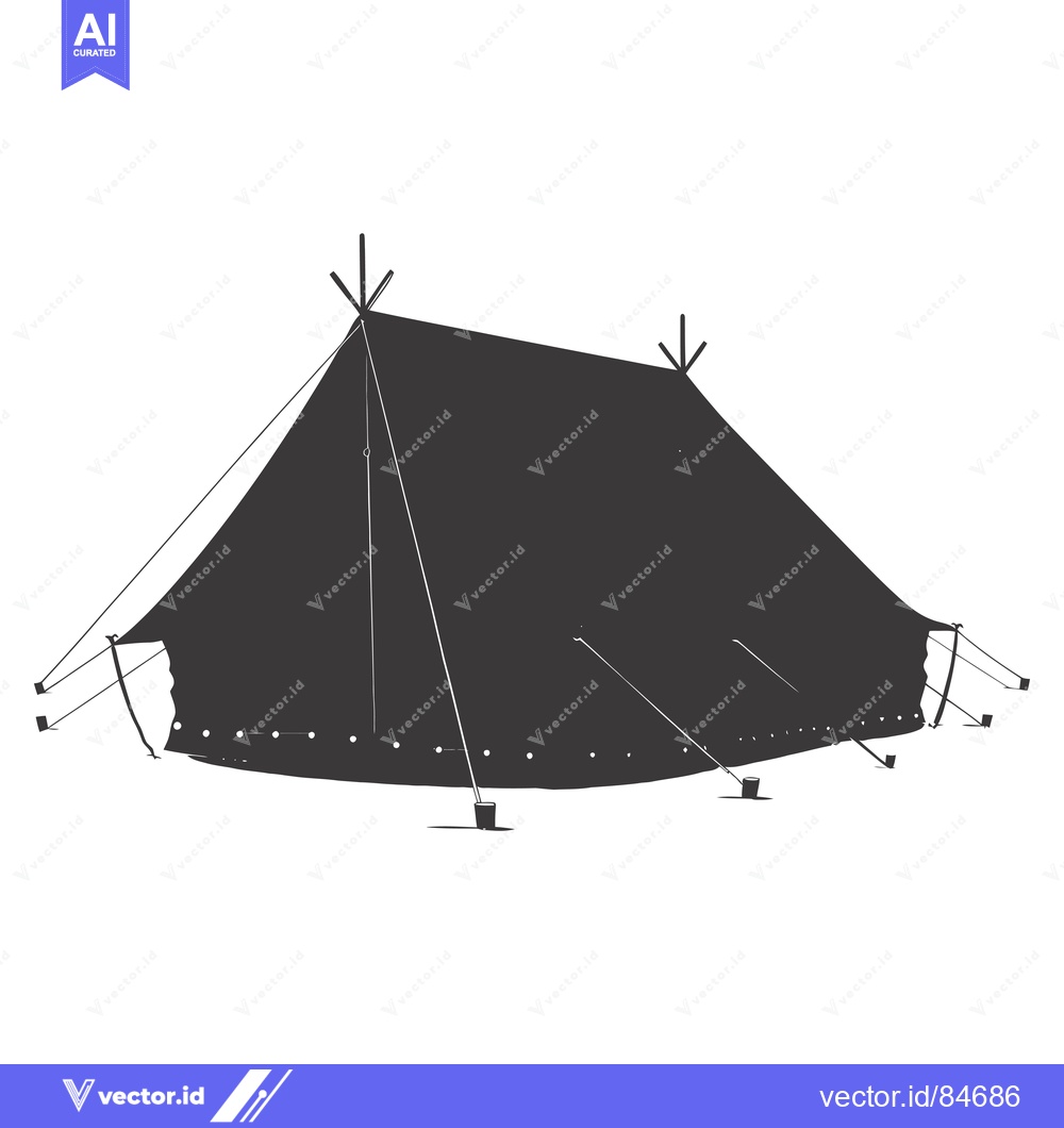 Premium Vector of Black and White Silhouette of a Tent