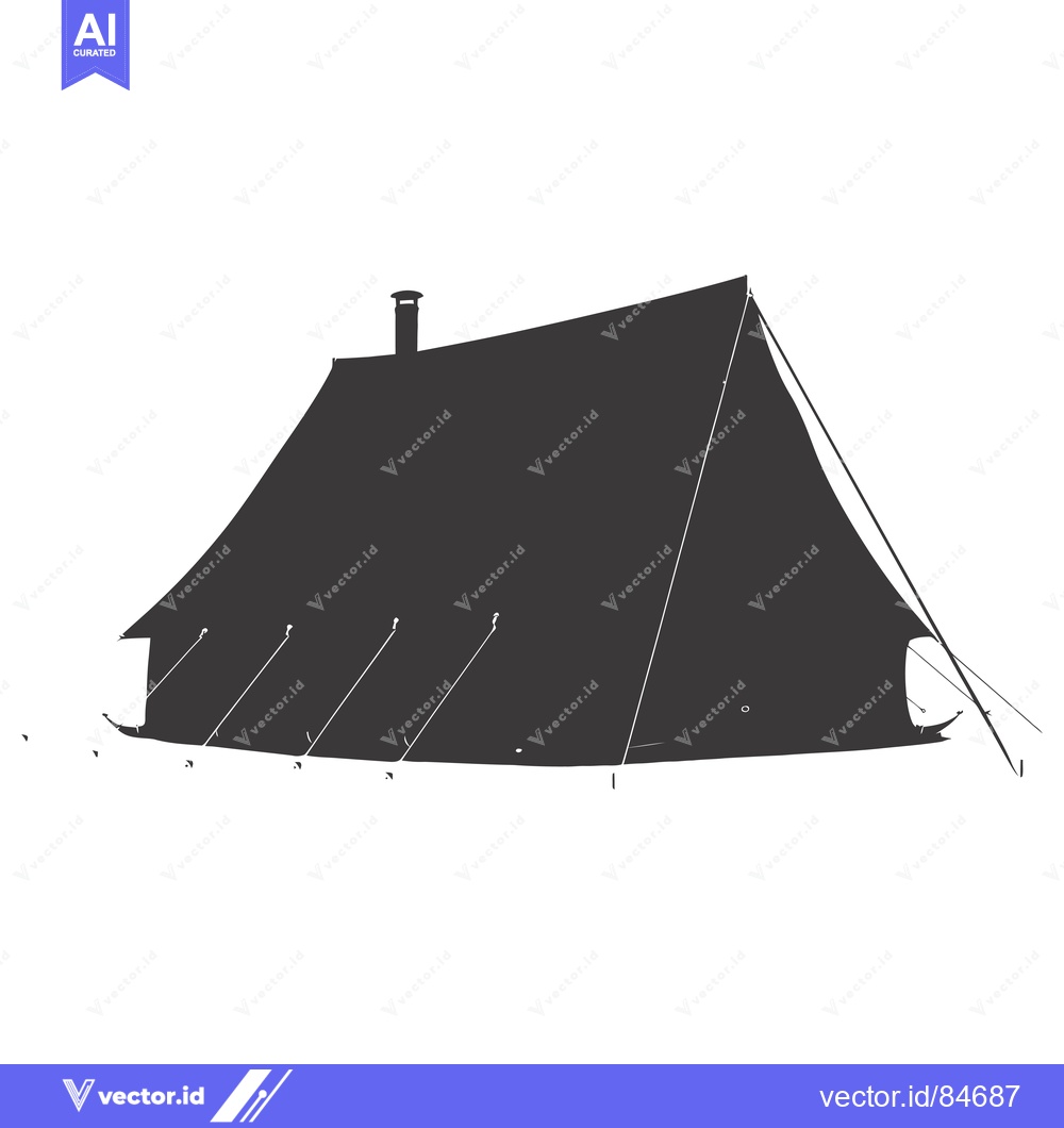 Premium Vector of Silhouette of a Camping Tent with a Chimney