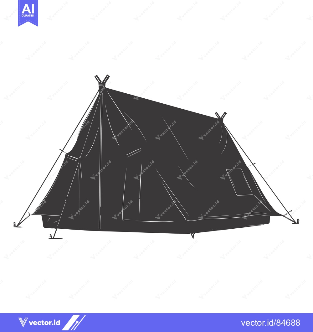 Premium Vector of Hand-drawn illustration of a black tent with a window