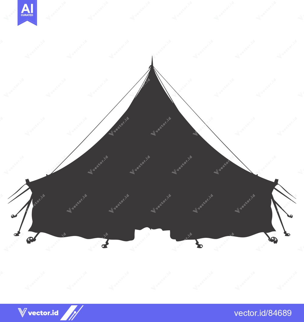 Premium Vector dari Black and White Silhouette of a Tent with Pegs