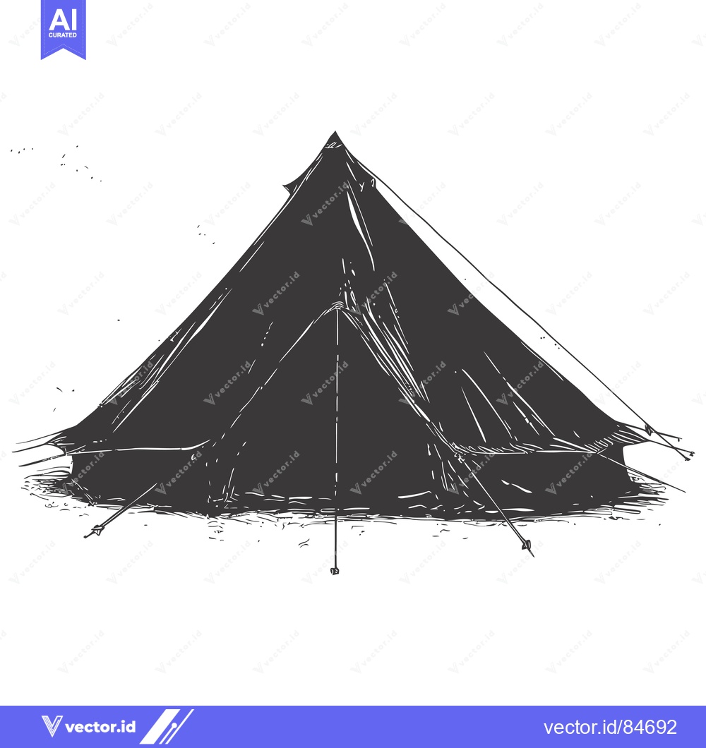 Premium Vector dari A Hand-Drawn Sketch of a Conical Tent