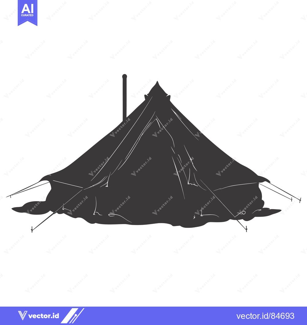 Premium Vector dari Silhouette of a Tent with a Chimney