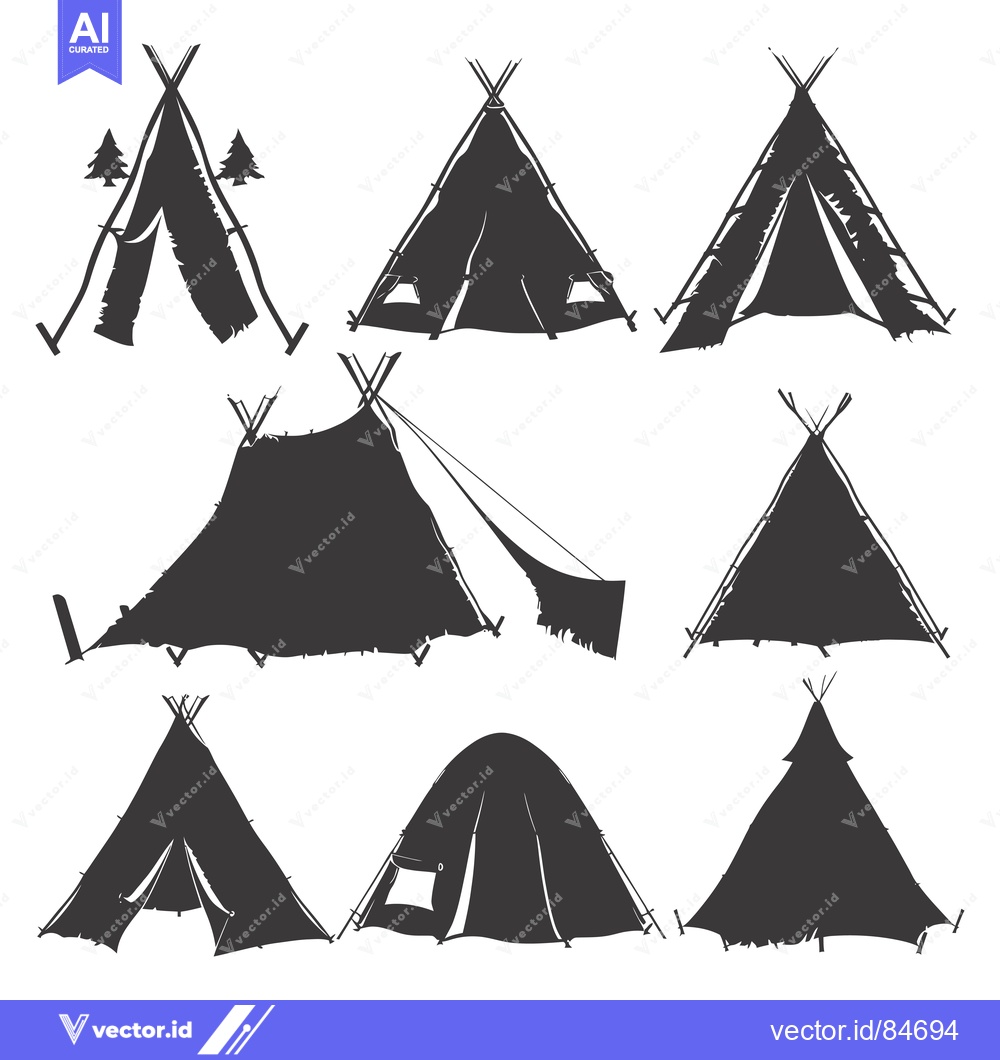 Premium Vector dari Collection of Nine Tent Silhouettes