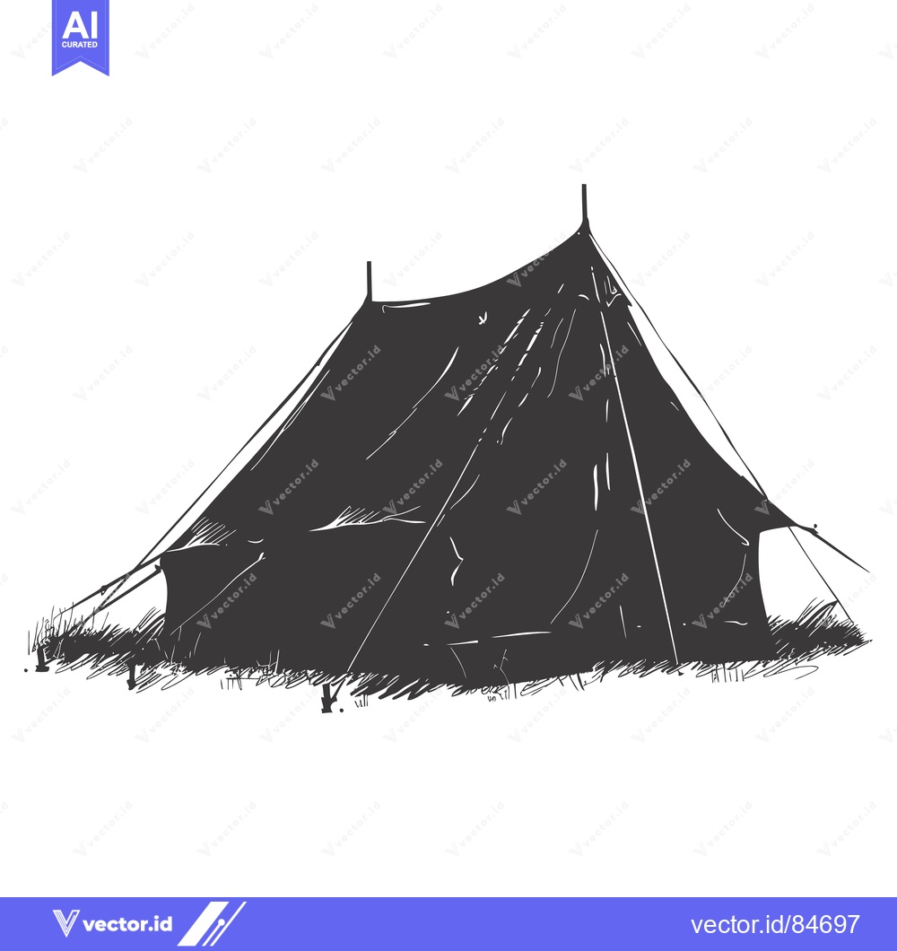 Premium Vector dari Hand-Drawn Sketch of a Single Tent in Nature