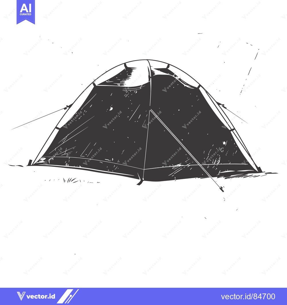 Premium Vector of A Black and White Sketch of a Tent in a Field