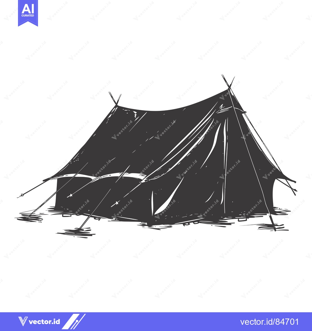 Premium Vector of A Hand-Drawn Sketch of a Black Tent with Poles