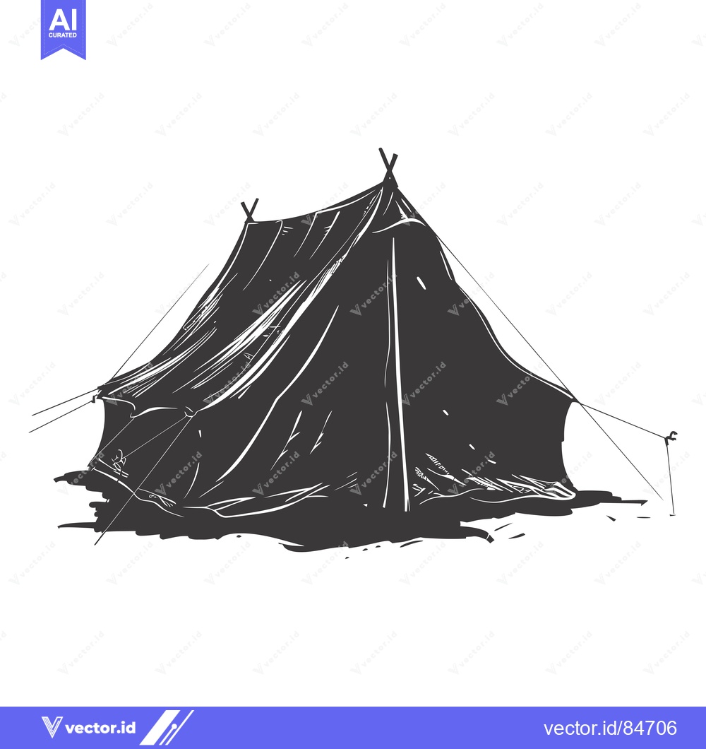 Premium Vector dari Hand-Drawn Sketch of a Tent with Ropes and Stakes