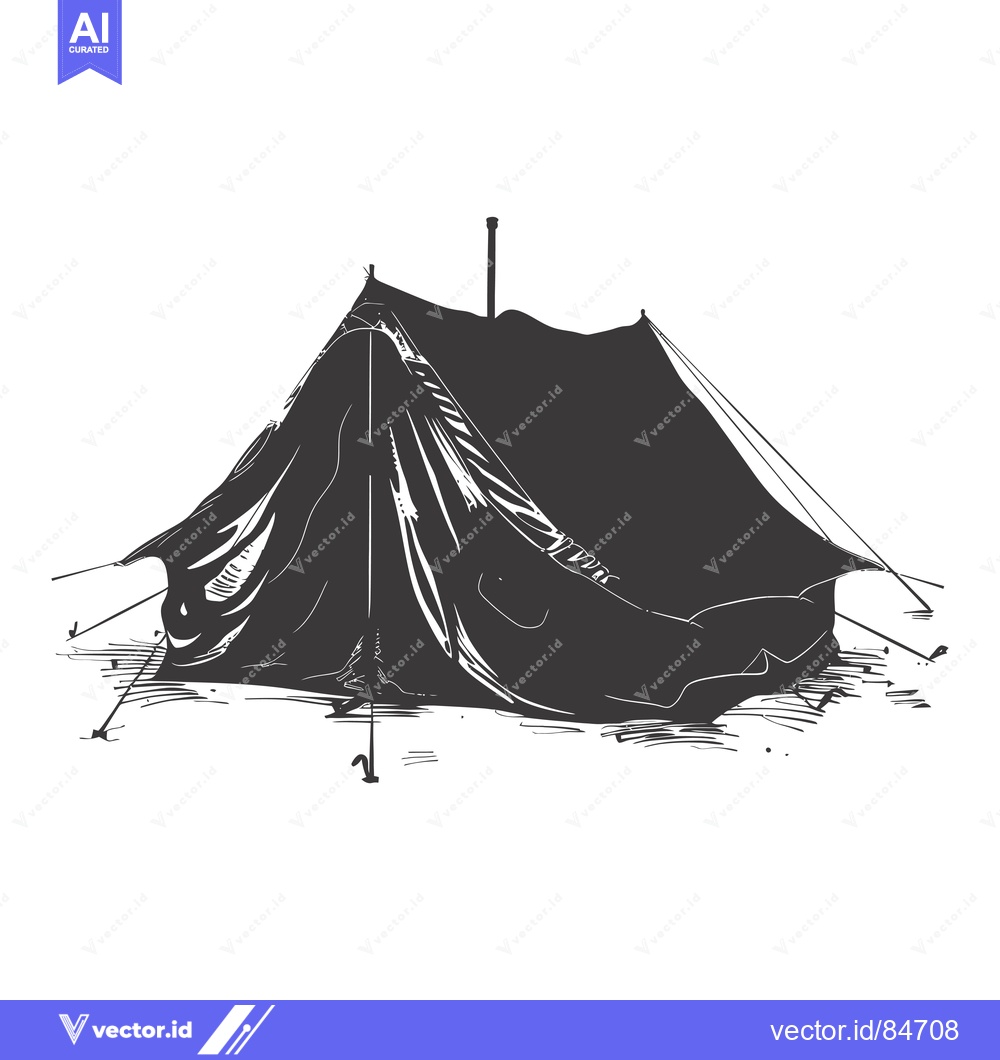 Premium Vector of Black and White Sketch of a Camping Tent