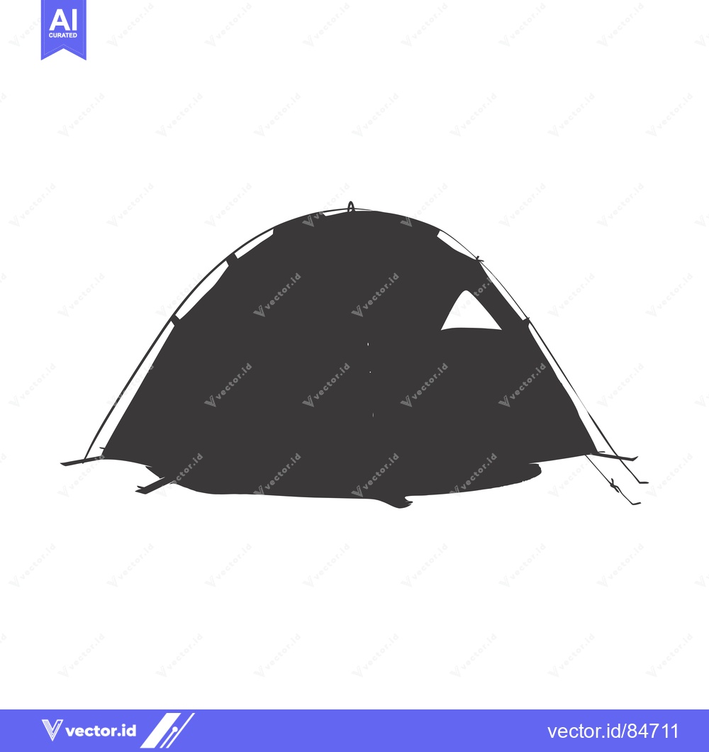 Premium Vector dari Black and White Silhouette of a Camping Tent