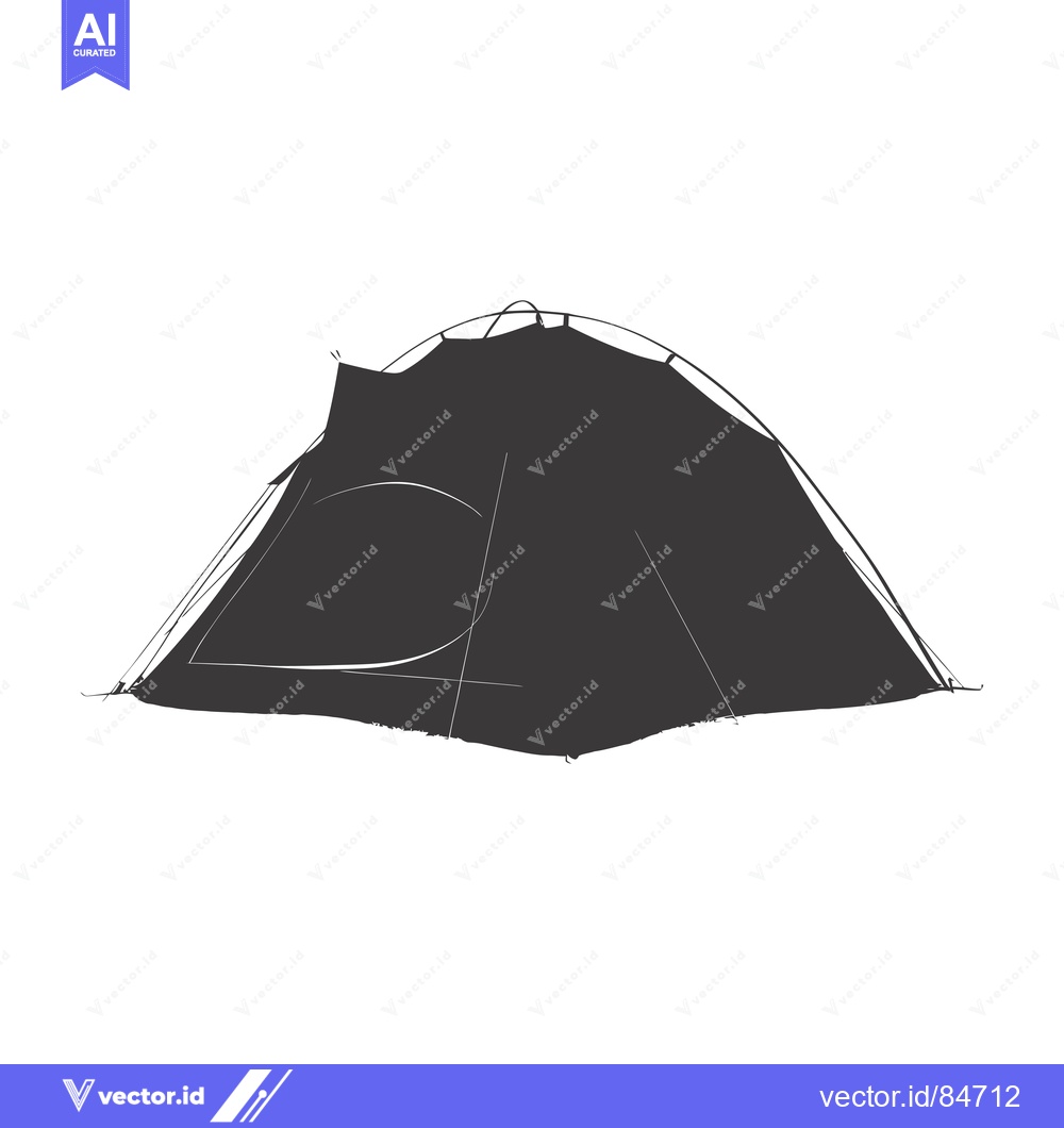 Premium Vector of A Sketch of a Black Camping Tent with White Background