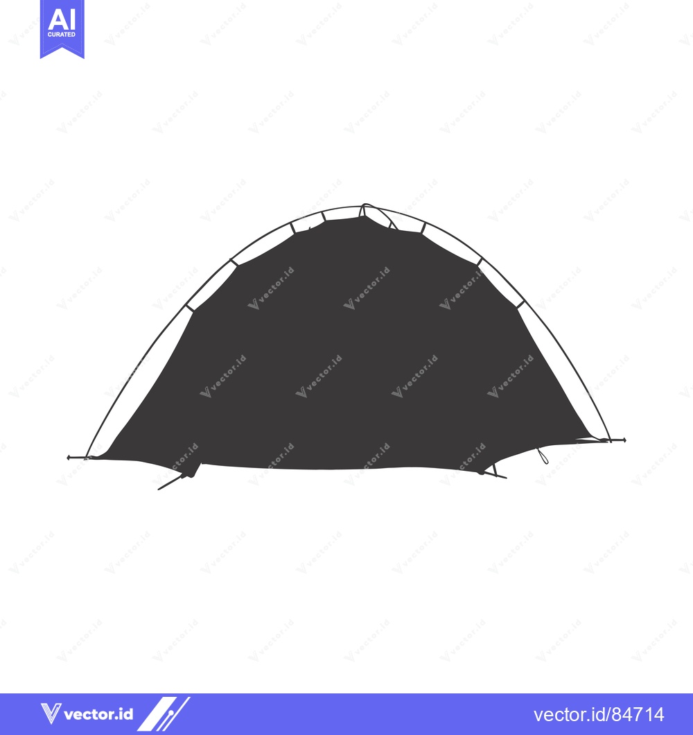 Premium Vector of A simple black silhouette of a tent with curved poles