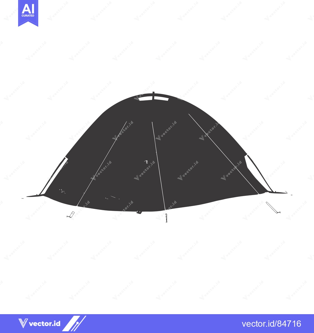 Premium Vector dari Hand-drawn silhouette of a dome-shaped tent with stakes