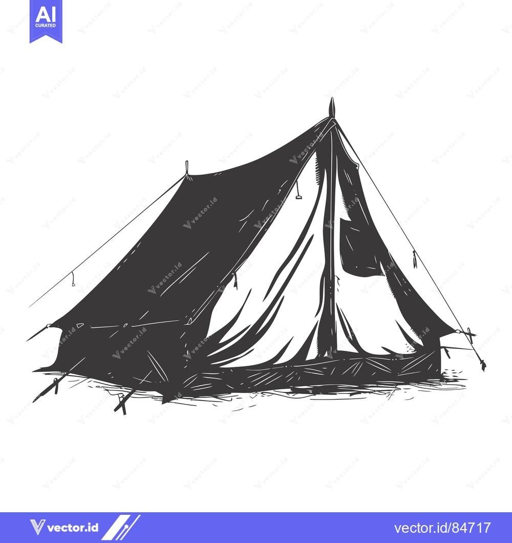 Premium Vector dari Hand-Drawn Sketch of a Simple Tent with White Background