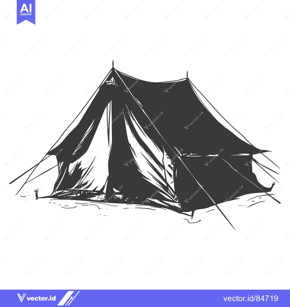 Premium Vector of Hand-Drawn Illustration of a Black Tent with Ropes