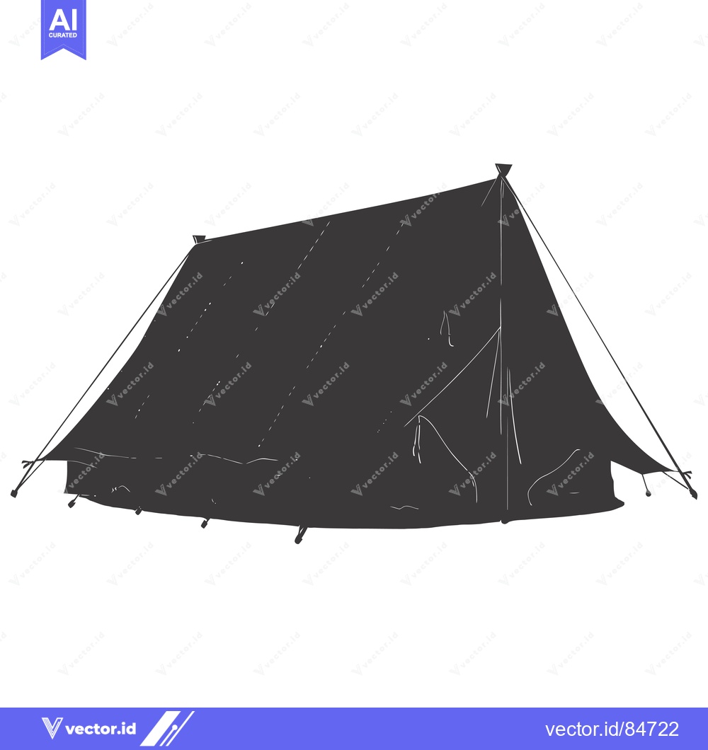 Premium Vector dari Black and White Sketch of a Tent with Ropes and Stakes