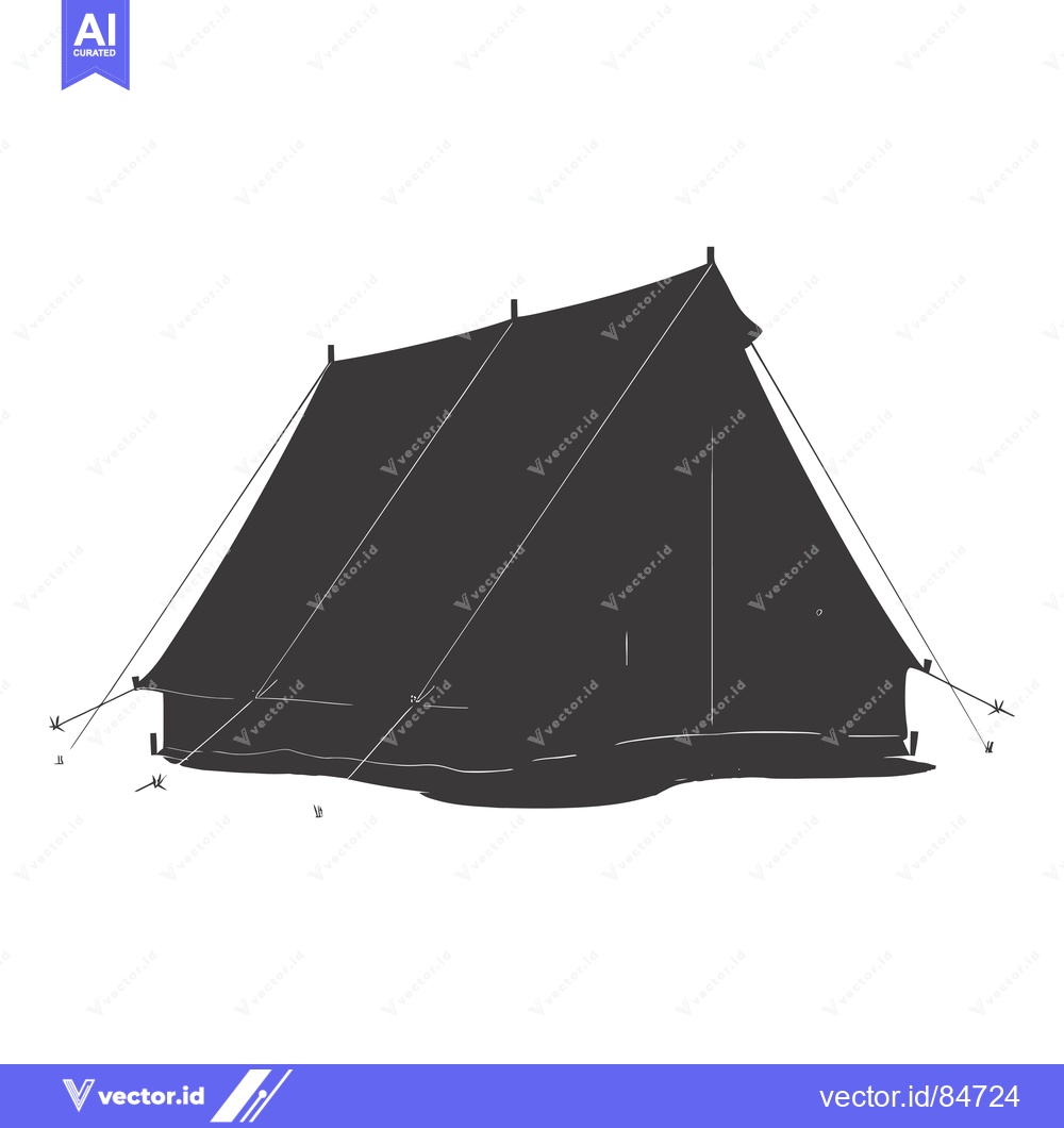 Premium Vector of Black and White Silhouette of a Tent with Stakes