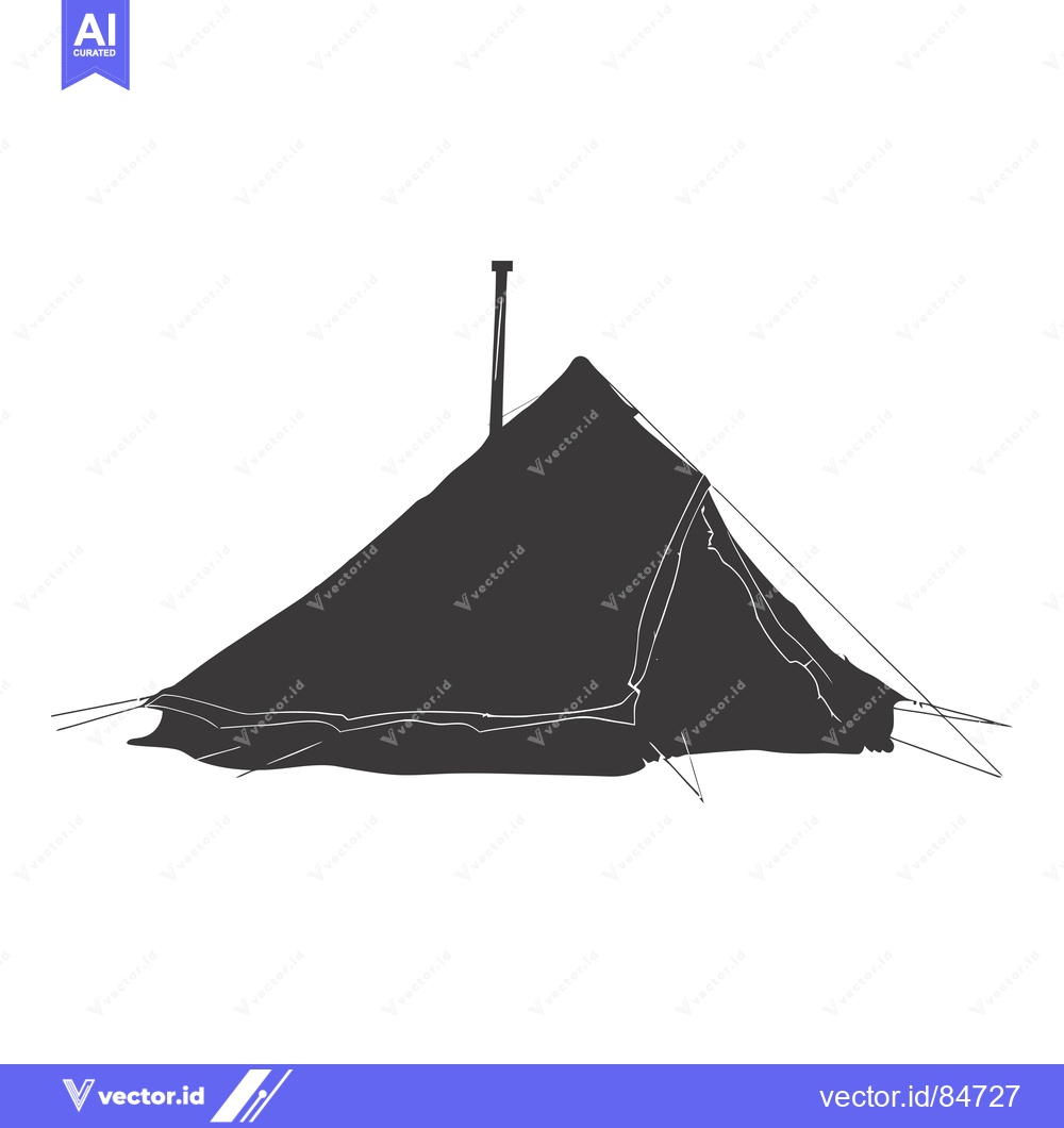 Premium Vector dari A Black and White Sketch of a Tent with a Chimney
