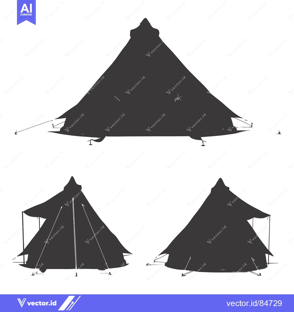 Premium Vector of Three Silhouettes of a Pointed Tent with Guy Ropes
