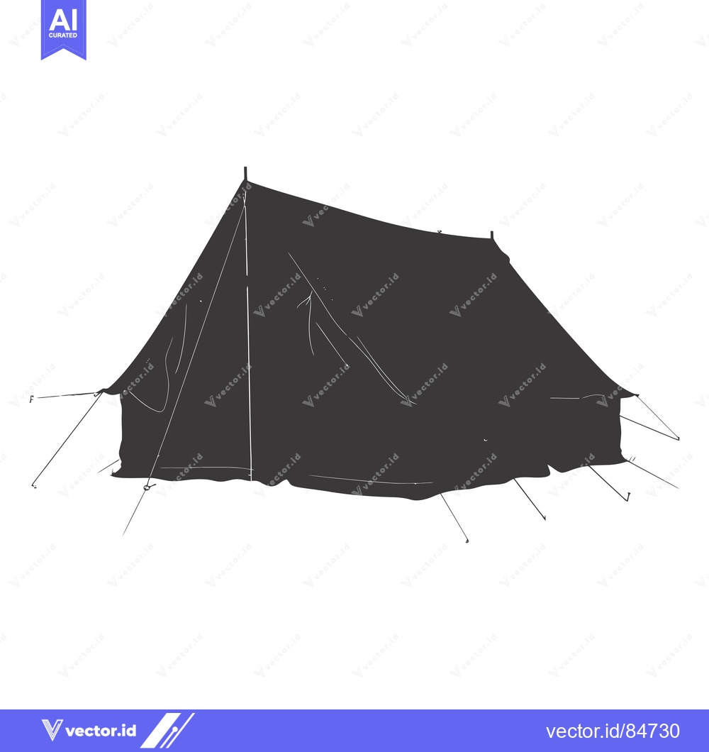 Premium Vector dari A hand-drawn sketch of a dark grey tent with ropes attached.