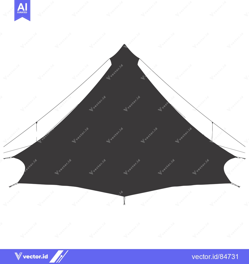 Premium Vector of Silhouette of a black tent with guy lines