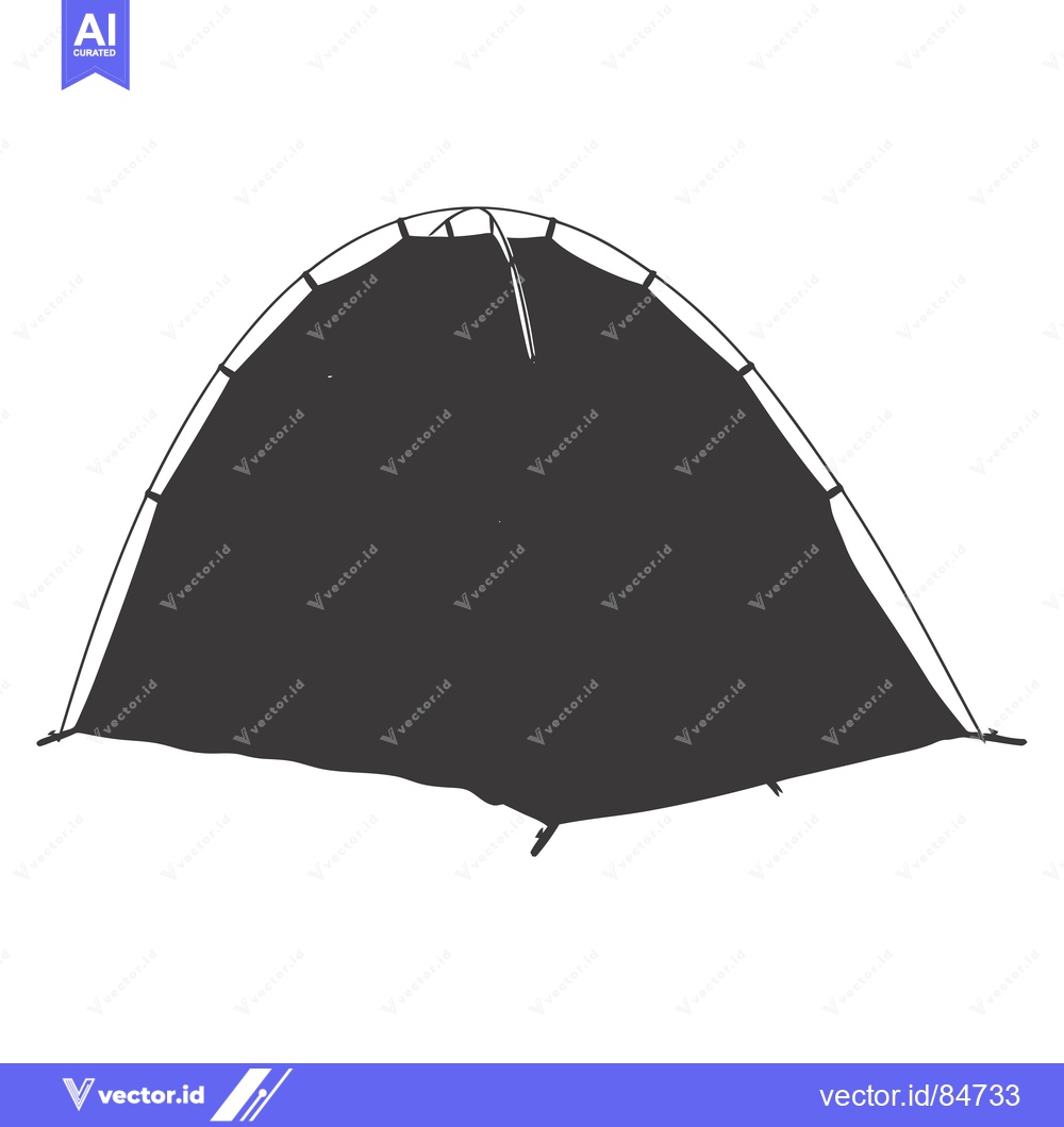 Premium Vector of A Simple Black and White Illustration of a Tent