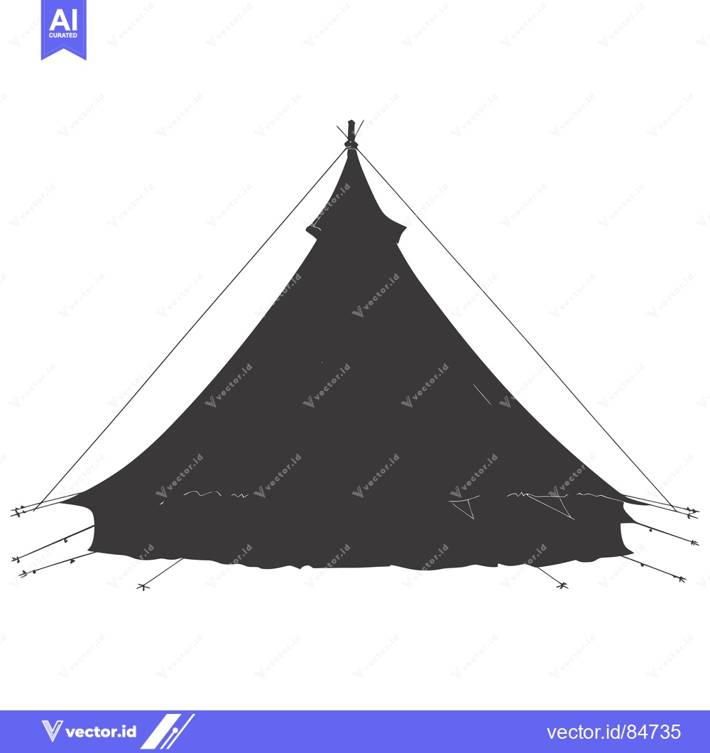 Premium Vector dari Black and White Illustration of a Tent