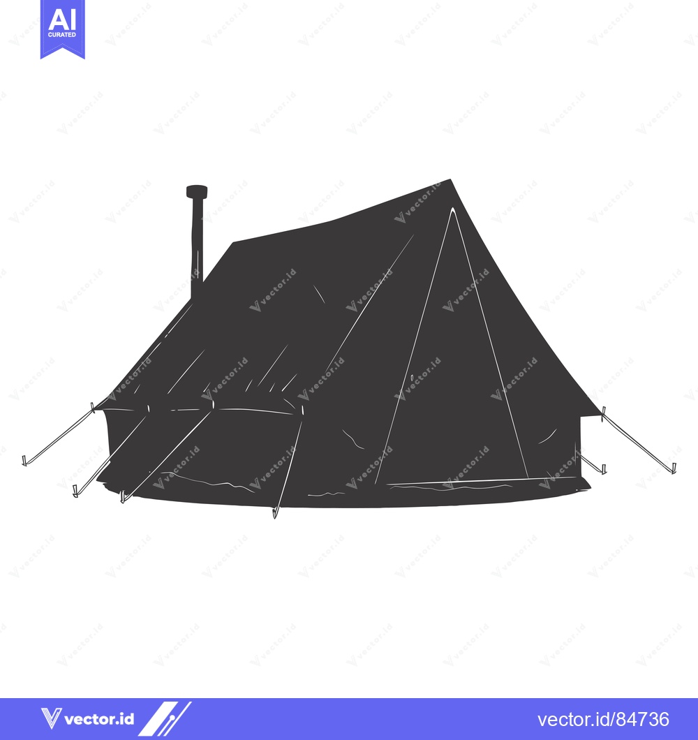 Premium Vector dari Silhouette of a Tent with a Chimney