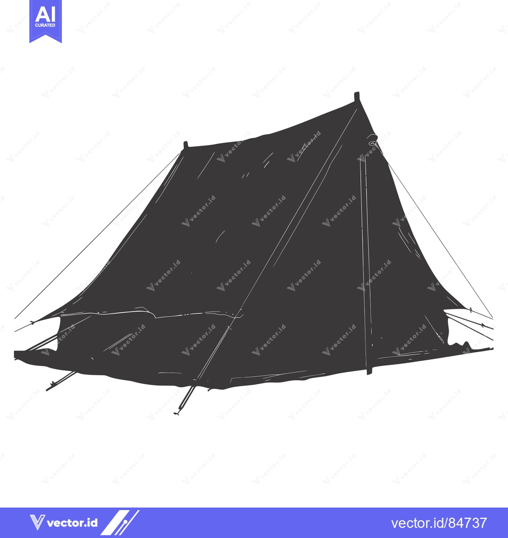 Premium Vector of Black and White Hand-Drawn Sketch of a Camping Tent