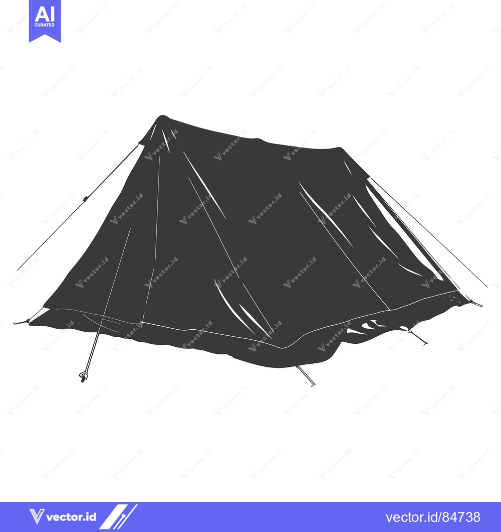 Premium Vector dari A Black and White Sketch of a Tent with Ropes Attached