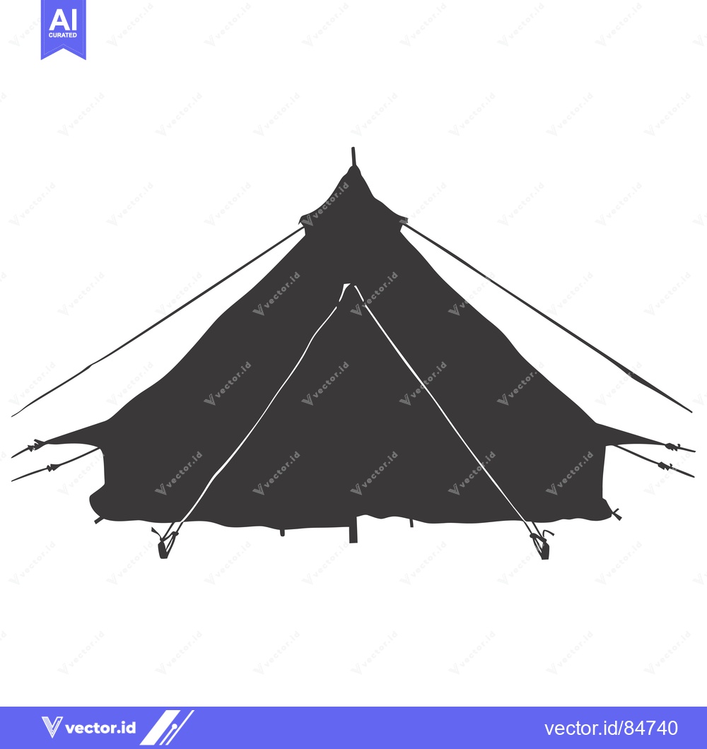 Premium Vector of Black and White Silhouette of a Camping Tent