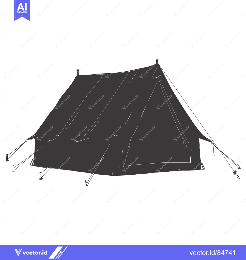 Premium Vector dari A black and white line art illustration of a tent.