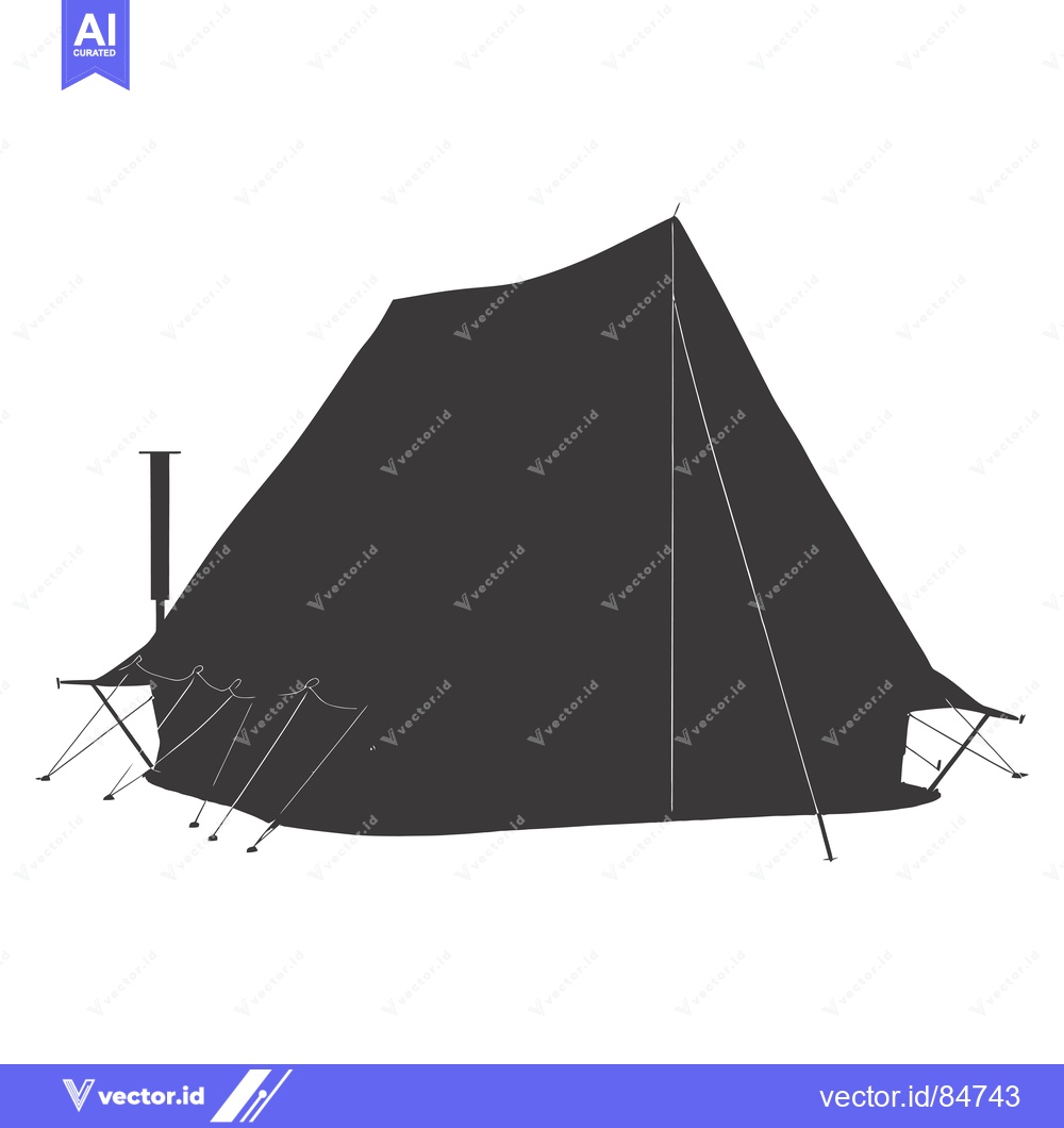Premium Vector of Black and White Silhouette of a Tent with a Chimney