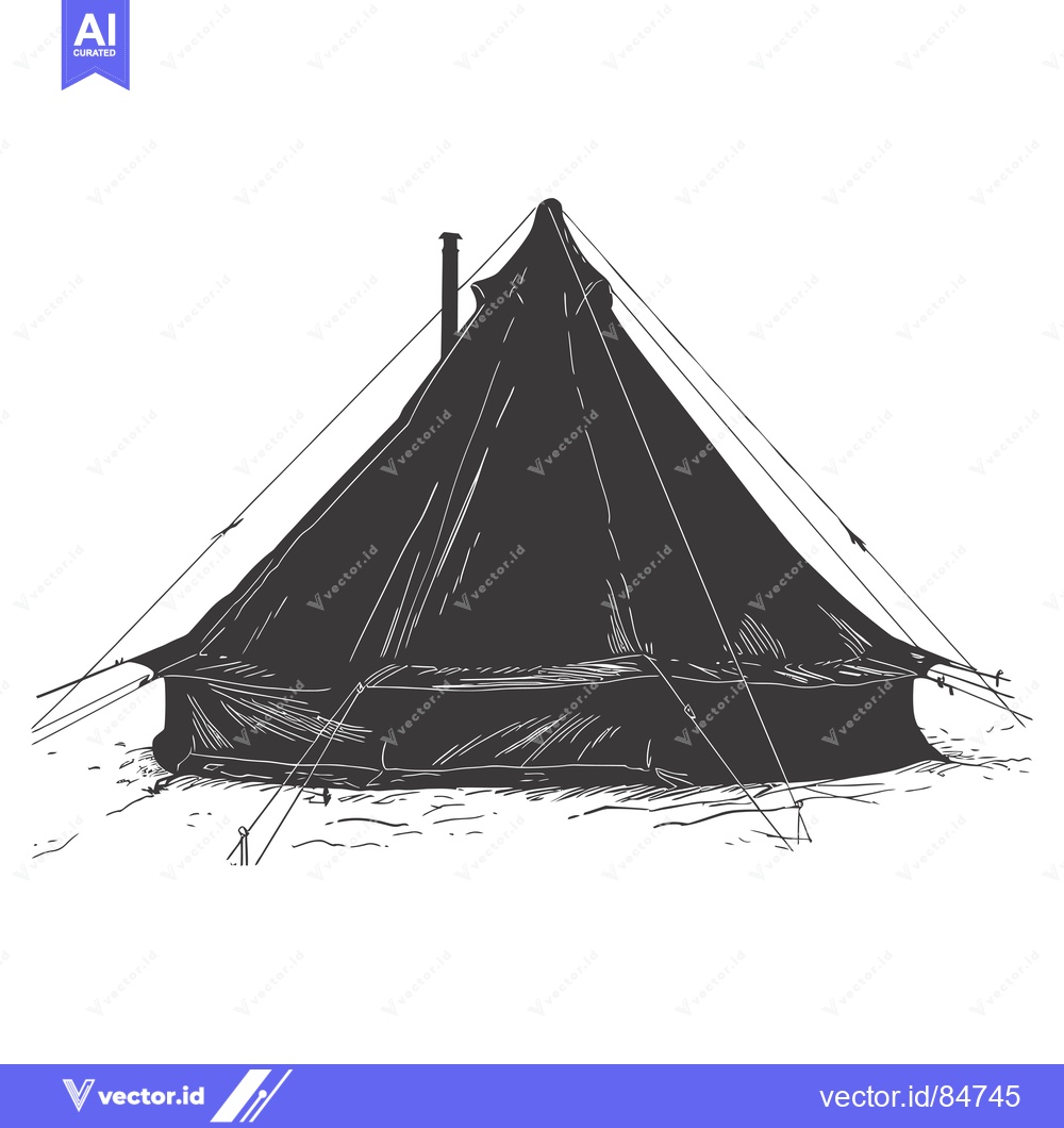 Premium Vector dari A Hand-Drawn Sketch of a Tent with a Chimney