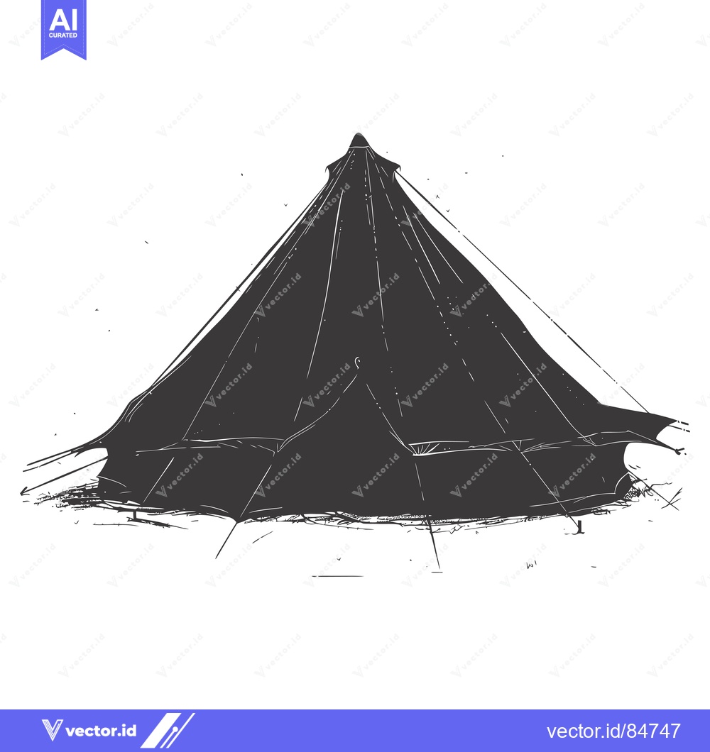 Premium Vector of Black and White Sketch of a Pointed Tent