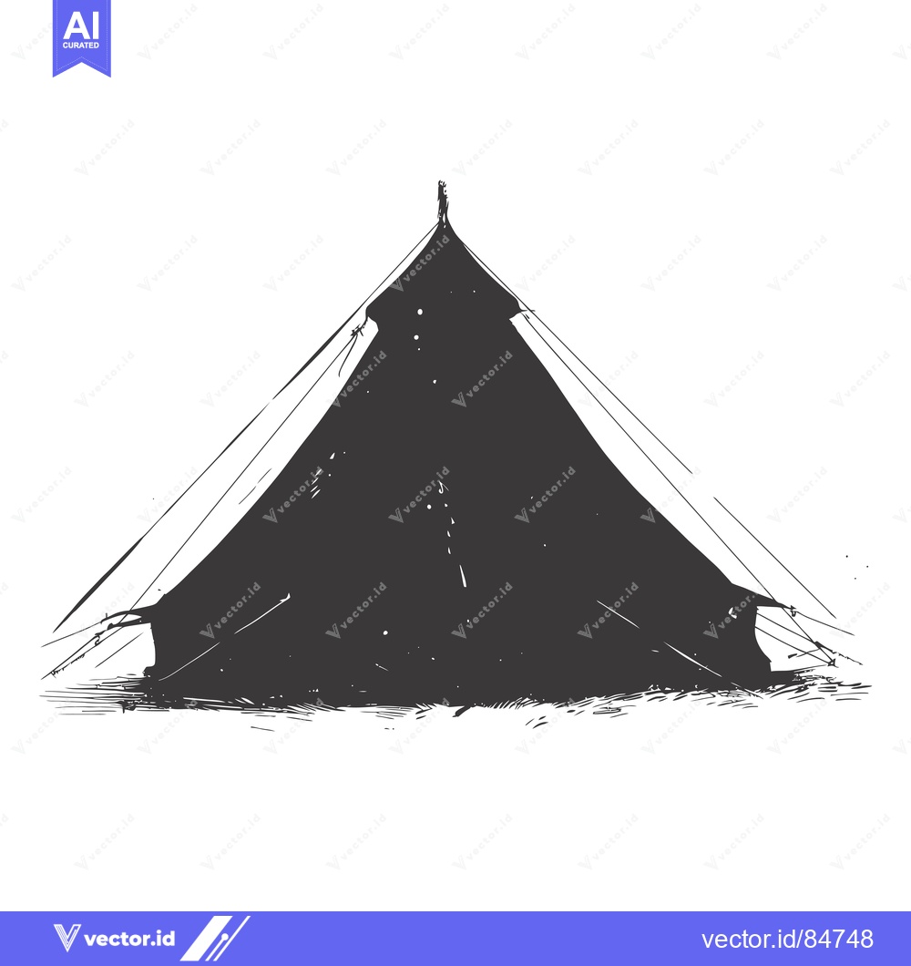 Premium Vector of Black and White Sketch of a Tent