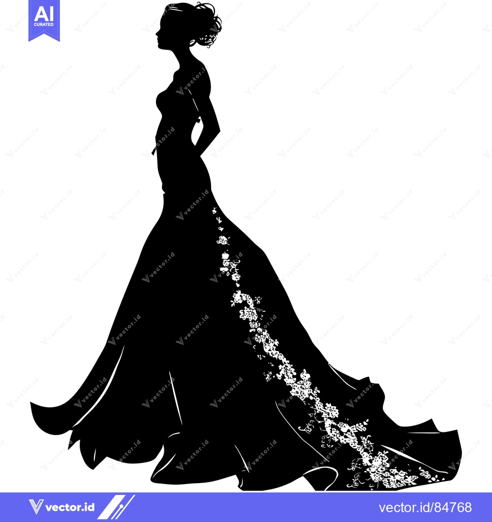 Premium Vector of Silhouette of a Woman in a Wedding Dress