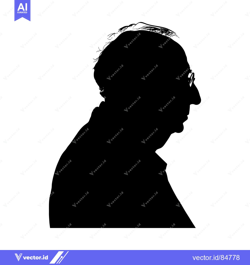 Premium Vector dari Black and White Silhouette of a Man with Glasses