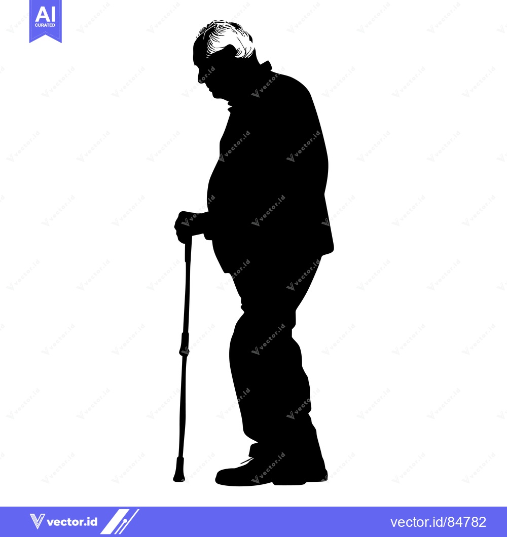 Premium Vector dari Silhouette of an elderly man walking with a cane