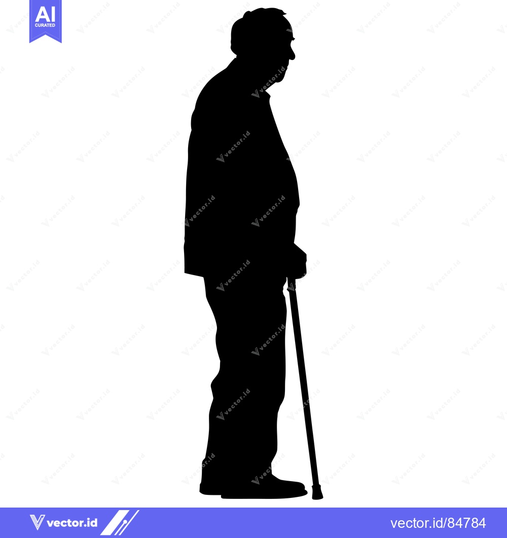 Premium Vector of Silhouette of an Elderly Man with a Cane