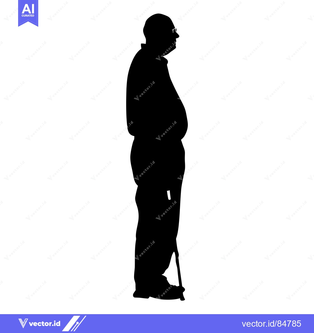 Premium Vector dari Silhouette of a Man with Glasses Holding a Cane