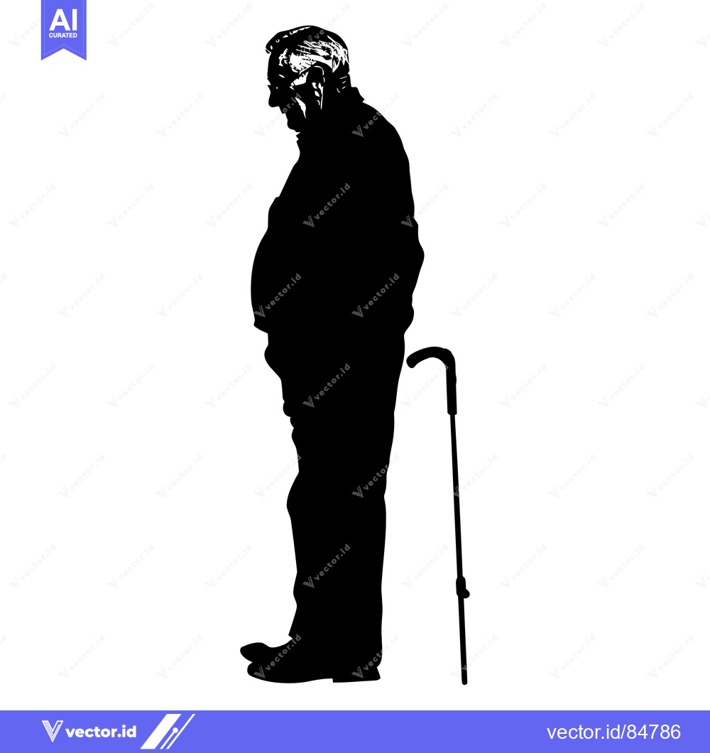 Premium Vector dari Silhouette of an Elderly Man with a Cane
