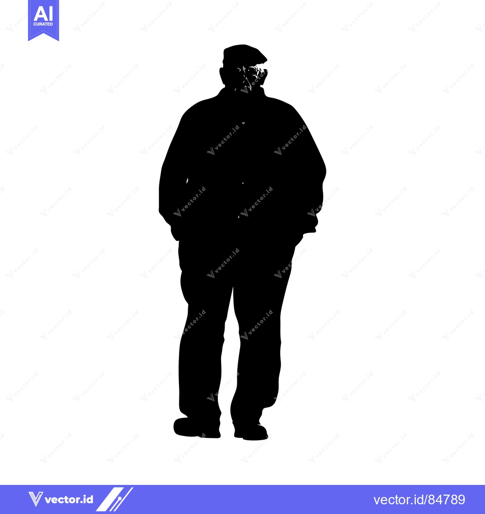 Premium Vector dari Silhouette of an Elderly Man Wearing a Cap and Glasses