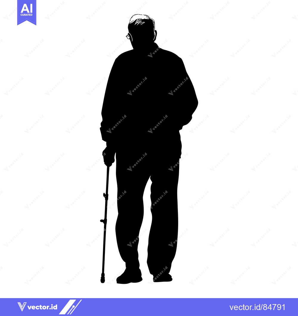 Premium Vector dari Silhouette of an Elderly Man Walking with a Cane