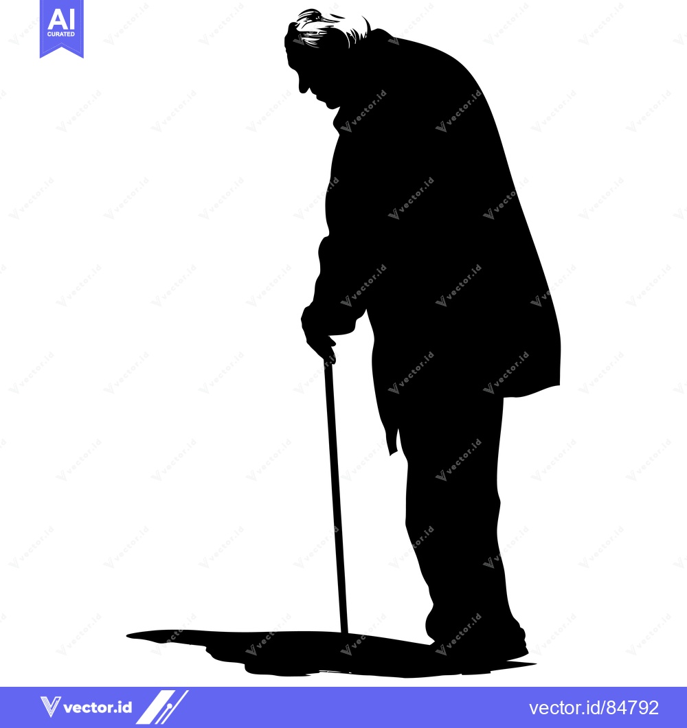 Premium Vector dari Silhouette of an Elderly Person with a Cane